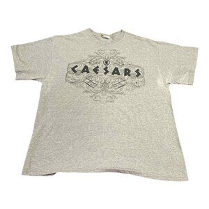 Caesars Shirt Mens XL Gray Graphic‎ Tee Short Sleeve Casino Promo Cotton Blend